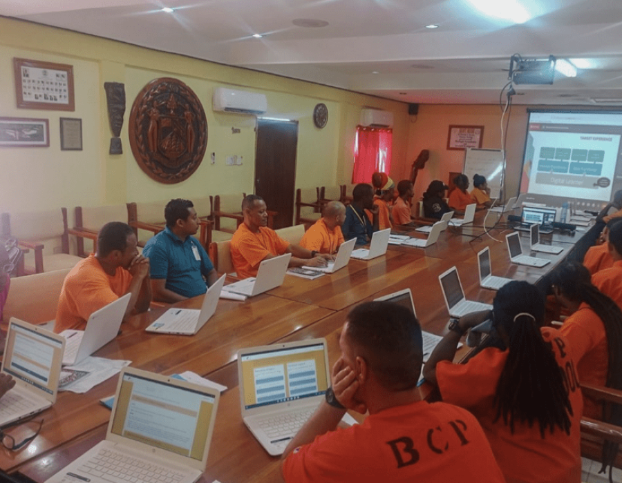 Participants from the Kolbe Foundation Belize Central Prison taking part in their training session. Picture by Avil Steadman, Kolbe Foundation Belize Central Prison.